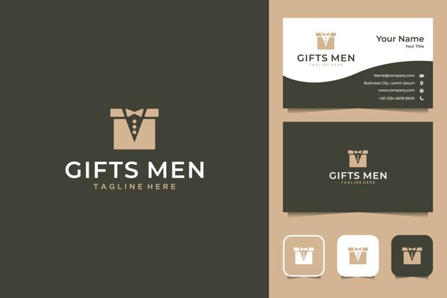 男男士礼品盒和西装标志设计和名片人物礼物礼物
