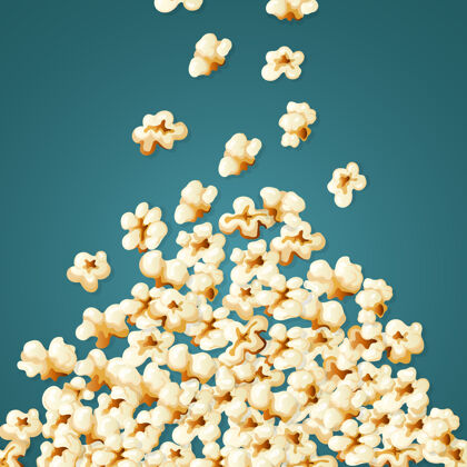 美味爆米花跌落式烟囱为电影时间的蛋奶酥玉米插图白色零食下降蓬松爆米花