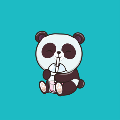 插图可爱的动物熊猫插画可爱吉祥物标志动物