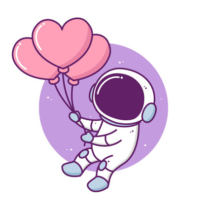 宇航员手持心形气球的可爱宇航员太空人人物心