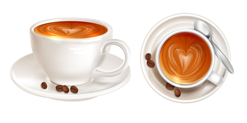 拿铁泡沫顶部和侧面有图案的拿铁咖啡报告计划浓缩咖啡