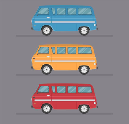 卡通交通设计平面图复古插图汽车