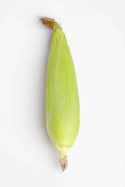 玉米玉米芯 绿色叶子 白色背景颜色健康健康