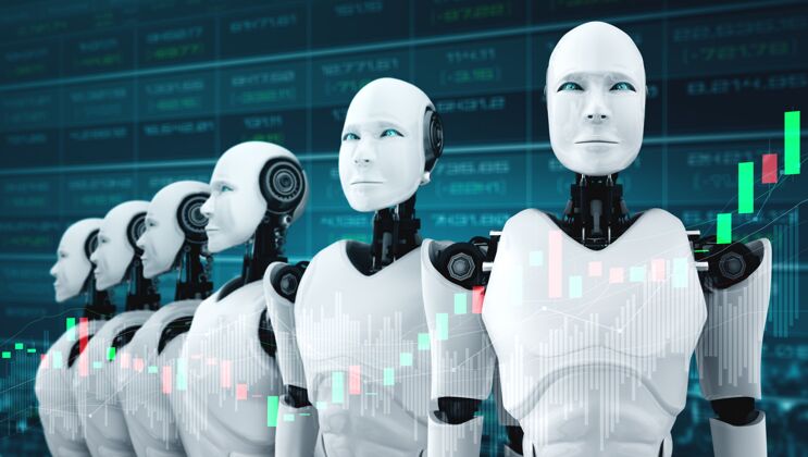 信息未来的金融技术由人工智能机器人控制使用机器学习货币成功金融