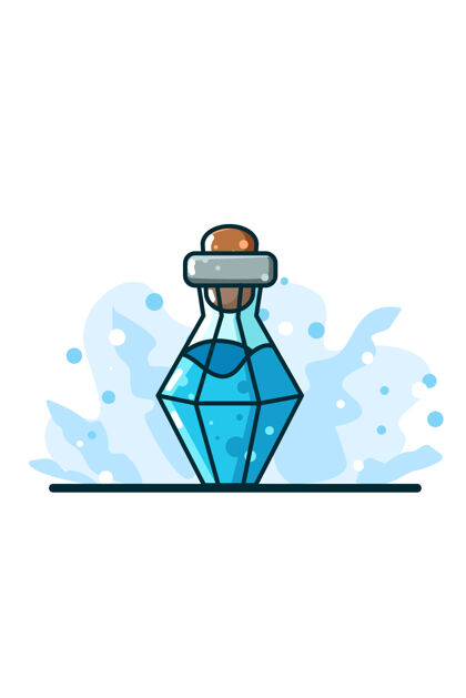 烧瓶一个能量药剂卡通插图玻璃魔术液体