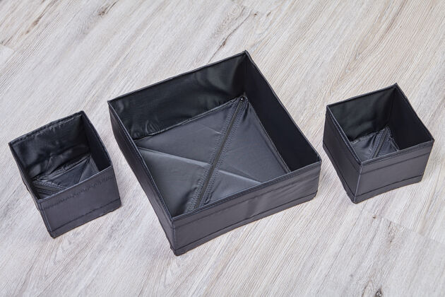 折叠一套黑色可折叠布储物盒橱柜黑盒子餐具