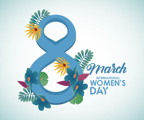 女人国际妇女节庆祝海报与鲜花在第八插图8花花束
