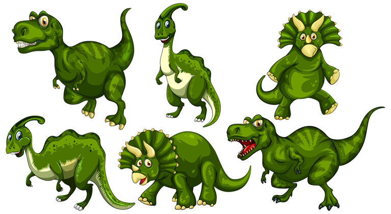 儿童一组绿色恐龙卡通人物大恐龙剑龙