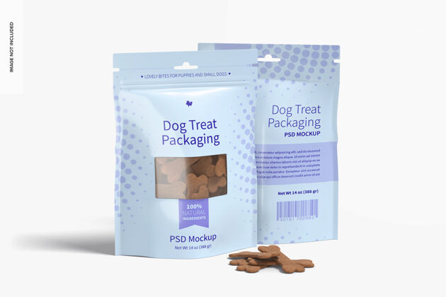 零食狗对待包装模型 正面和背面视图宠物食品模型