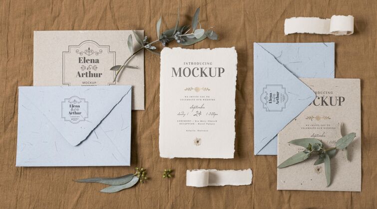 美丽优雅的婚礼模拟卡组成安排庆祝新婚