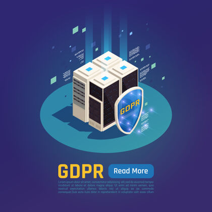 屏蔽隐私数据保护gdpr等距图与数据服务器与屏蔽按钮和文字保护Gdpr服务器