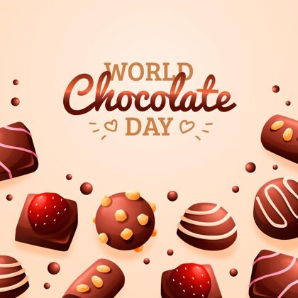 甜点梯度世界巧克力日插画美味庆典美味