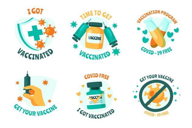 分类手绘疫苗接种运动徽章收集徽章收集疫苗接种活动疾病
