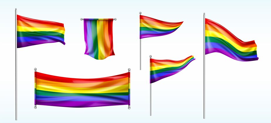 骄傲日旗帜卡通骄傲日旗帜收集元素收集同性恋6月27日