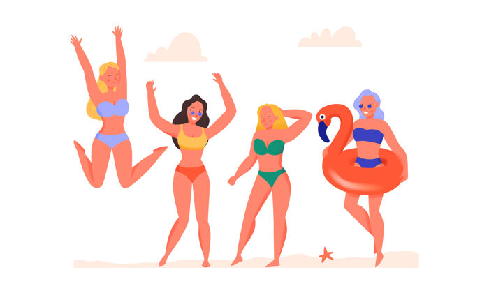 歌曲穿着泳衣在沙滩上跳舞的女人单身庆典欢乐