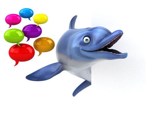 海洋有趣的海豚三维插图沟通聊天3d