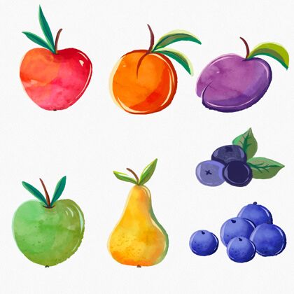 健康手绘水彩画水果系列水果包装包装分类