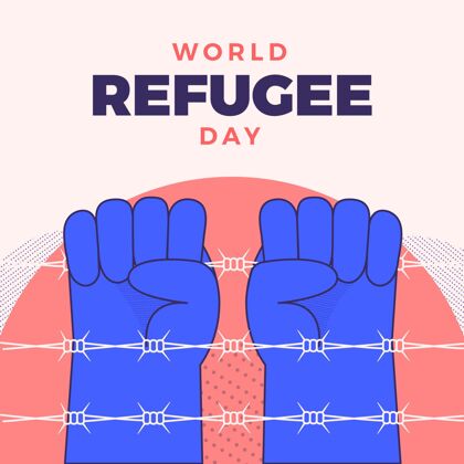 暴力平面世界难民日插画全球平面设计世界难民日