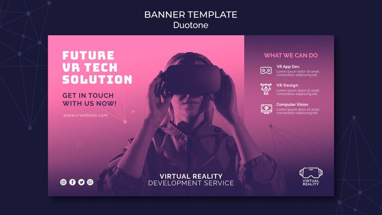 视觉虚拟现实横幅模板在duotone旗帜娱乐未来