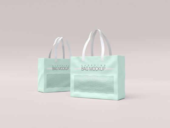 渲染两个购物袋模型品牌手袋举行