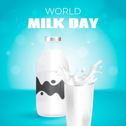 现实现实世界牛奶日插画营养庆祝食物