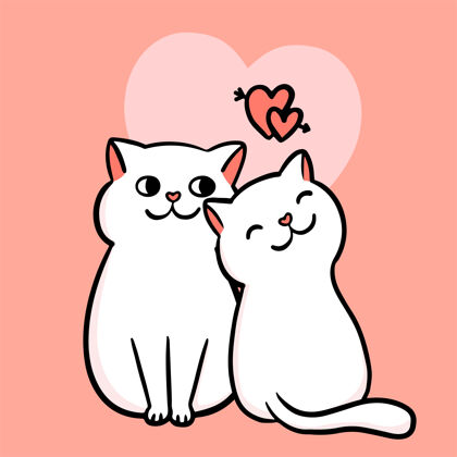 颜色情人节贺卡两只猫相爱了情人节问候心