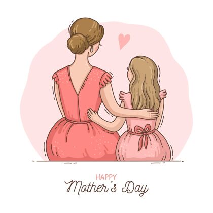 活动手绘母亲节插图母亲节快乐女人家庭