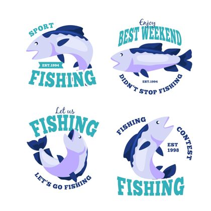 钓鱼复古钓鱼徽章套装标志和符号贴纸活动