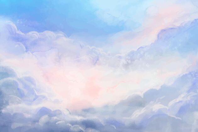 墙纸手绘水彩粉彩天空背景天空背景手绘粉彩天空