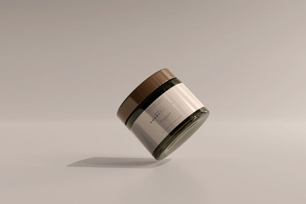 产品琥珀玻璃化妆品罐模型极简创意模型