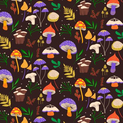 蘑菇手绘蘑菇图案手绘彩色墙纸
