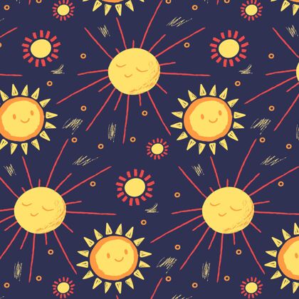 太阳背景手绘太阳图案手绘彩色背景图案
