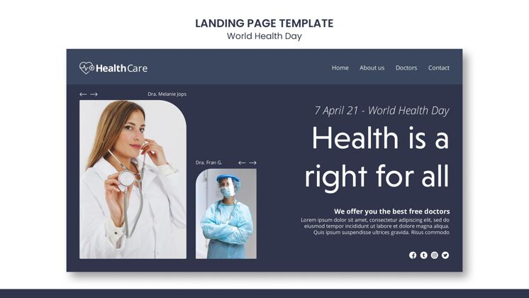 健康专业带照片的世界卫生日网页模板活动4月7日医疗