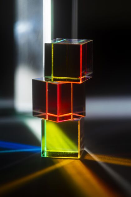 水晶五彩缤纷的光棱镜效果反射五颜六色灯光效果