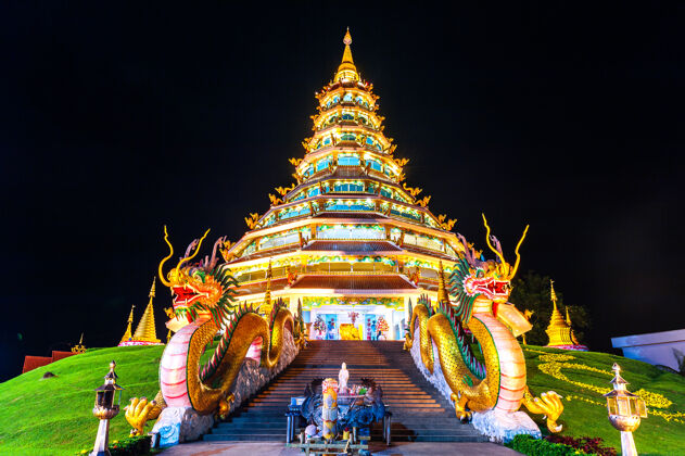 城市泰国清莱省的华夏寺 华夏解放康亚洲泰国佛教