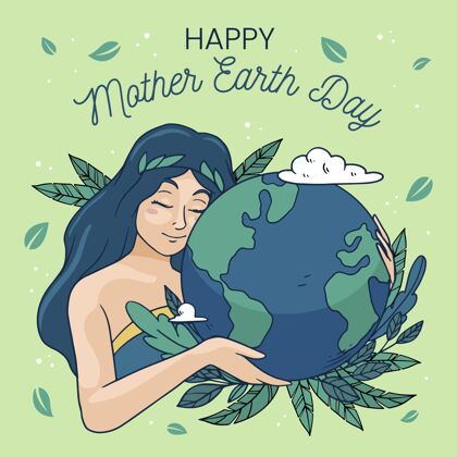 实习生手绘地球母亲节？插图手绘星球地球母亲日
