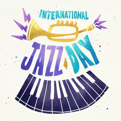 爵士乐水彩国际爵士日插画国际爵士乐音乐会国际爵士乐日