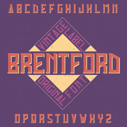 时髦复古标签字体名为布伦特福德排版文本Typescript
