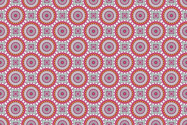 抽象几何无缝图案 圆形元素有机豪华阿拉伯