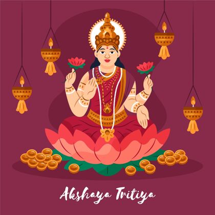 达摩手绘akshayatritiya插图庆祝印度阿卡沙亚tritiya