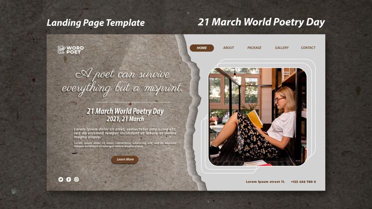 网页模板世界诗歌日登陆页国际世界各地登录页
