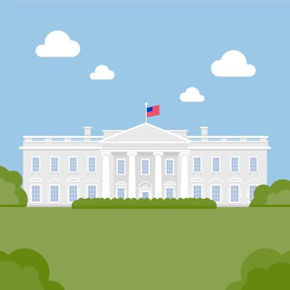 插图白宫平面设计插画房子美国白宫