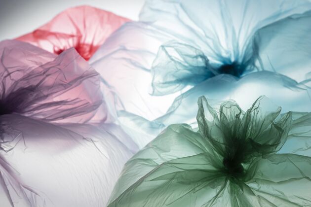 塑料各种不同颜色的塑料袋皱纹透明光滑