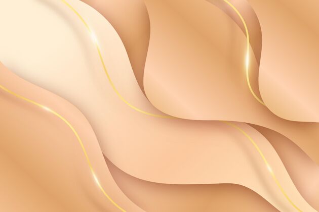 光滑平滑的金色波浪背景壁纸卷曲优雅