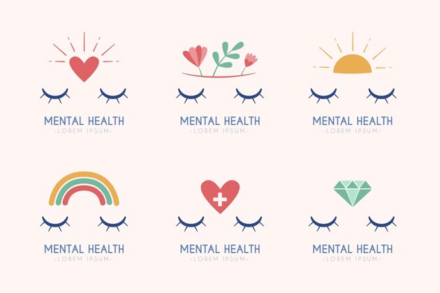 标识平面心理健康标志收集健康标语心理健康