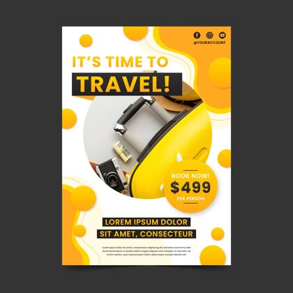 准备印刷旅游优惠海报模板行李旅游旅行