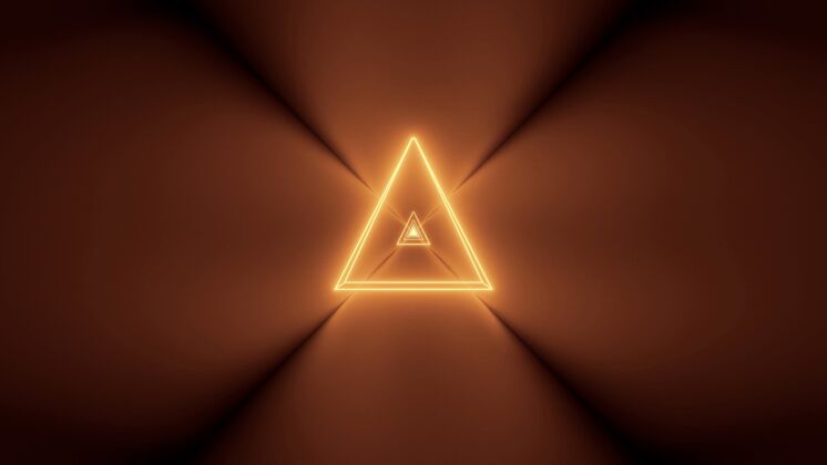 三角形未来的背景与发光抽象霓虹灯和一个三角形的中心形状辉光效果想象