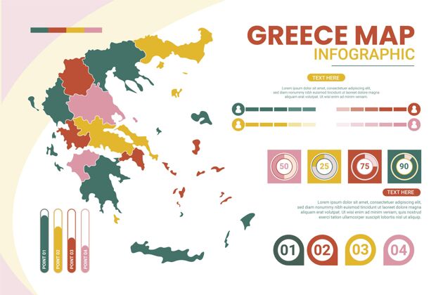 希腊平面设计希腊地图信息图国家模板演示