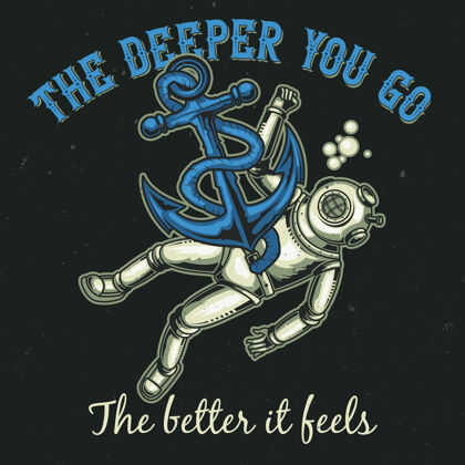 成功带锚的潜水员设计图画笔宇航服人