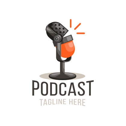 Podcast会说话的麦克风徽标模板CommunicationAir标语